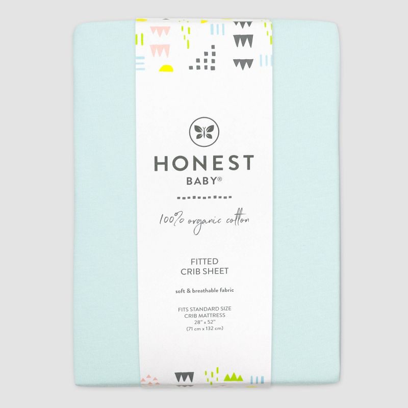 Honest Baby Organic Cotton Fitted Crib Sheet - Light Teal, 2 of 3