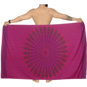 LA LEELA Men's Sarong Beach Cover Ups Wraps One Size Burgundy - 1 of 4