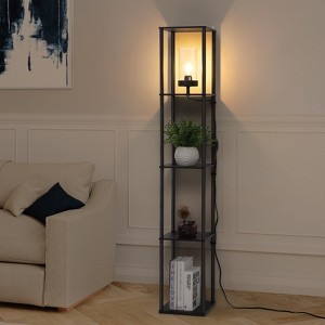 Floor Lamp with Shelves, 5-Tier Modern Shelf Floor Lamp with Warm White LED Bulb - 1 of 4