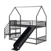 NicBex Twin over Twin Bunk Bed with Guardrail and Convertible Slide,House Loft Bed with Built-in Ladder,Noise Reduced Bunk Beds for Bedroom - 2 of 4