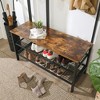 VASAGLE Hall Tree - Industrial Coat Rack with Grid Wall - Shoe Rack - 2 Mesh Shelves - 15 Hooks - Large Storage Space - Rustic Brown - 4 of 4
