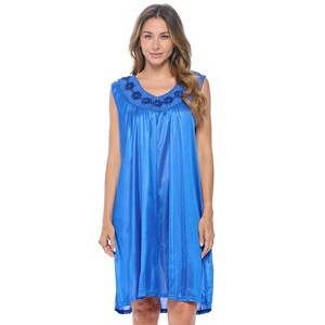 Casual Nights Women's Sleeveless Flower Satin Nightgown - 1 of 4