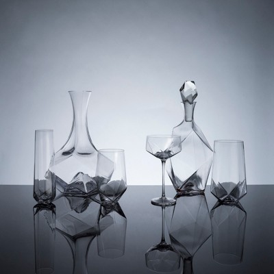 Seneca 11 oz Clear Faceted Lead-Free Crystal Lowball Tumblers Set