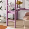 Dolonm Twin High Loft Bed, Rubber Wood Loft Bed with Safety Guardrail, built-in desk, ladder,Pink - 4 of 4