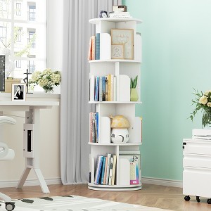 Aheaplus Rotating Bookcase, 4/5-tier Revolving Storage Organizer for Home Office and Living Room - 1 of 4