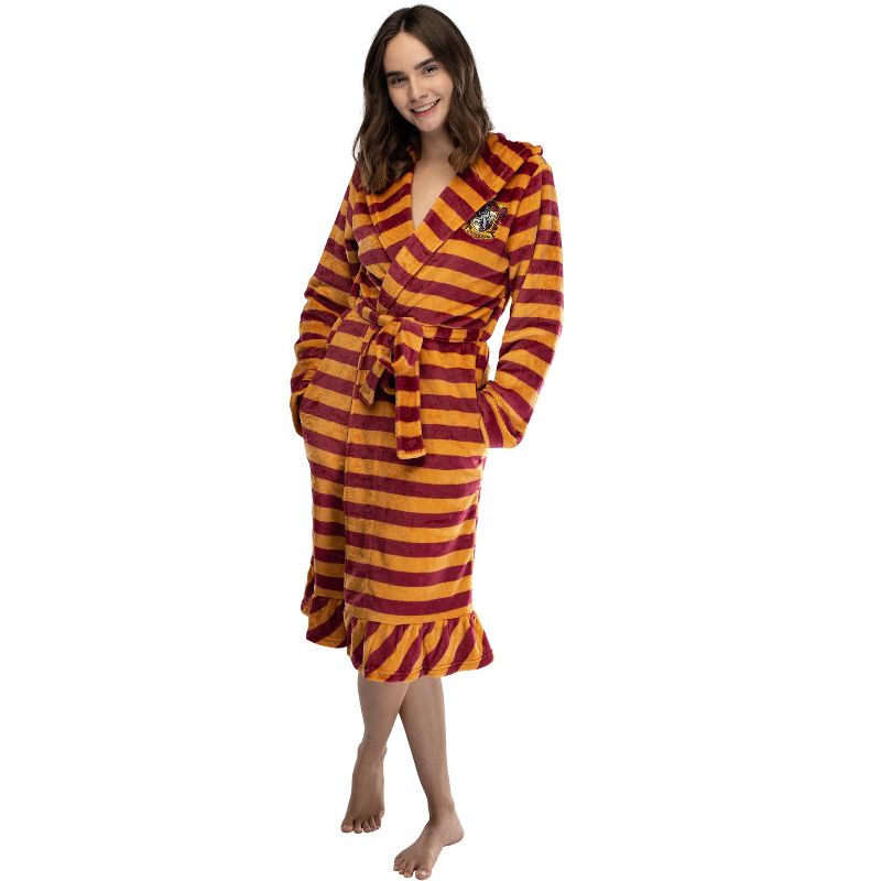 Harry Potter Juniors' Striped Ruffle Hooded Plush Fleece Robe, 2 of 5