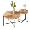 Radial Pattern 2-Piece Coffee and End Table Set ¨C MDF with PVC Cover, Distressed Cylindrical Design, Metal Legs - 3 of 4