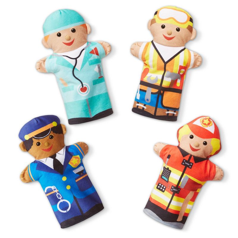 Melissa &#38; Doug Jolly Helpers Hand Puppets (Set of 4) - Construction Worker, Doctor, Police Officer, and Firefighter, 1 of 11