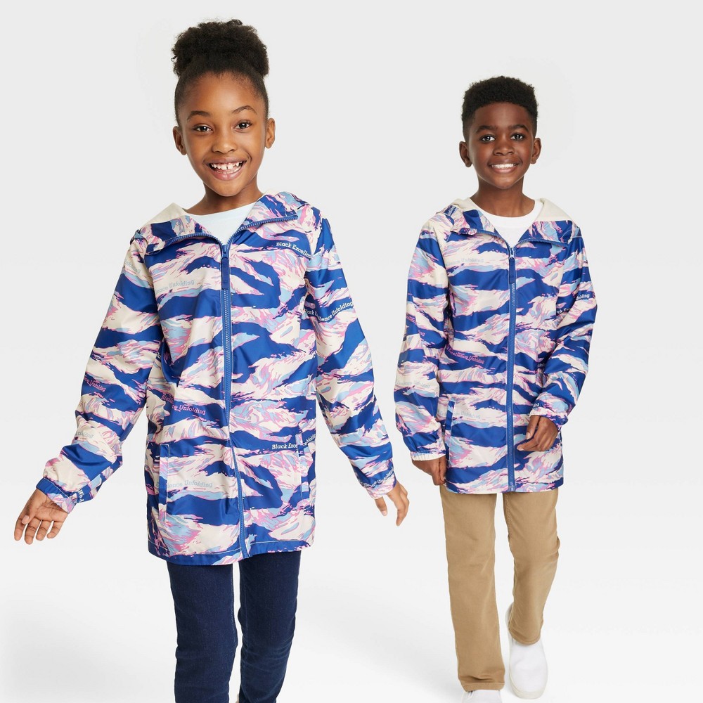 Black History Month Kids' Rain Coat - Blue Abstract XS