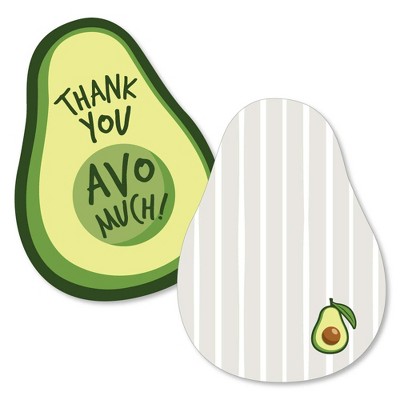 Big Dot of Happiness Hello Avocado - Shaped Thank You Cards - Fiesta Party Thank You Note Cards with Envelopes - Set of 12