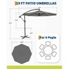 10FT Cantilever Umbrella with Cross Base - 2-6 People, Outdoor Offset Design with Crank Lift, Fade-Resistant Canopy for Deck Pool Garden Backyard - 3 of 4