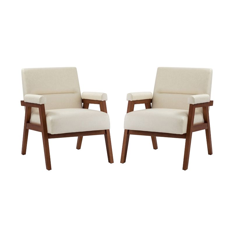 Set of 2 Christaf contemporary-special Vegan Leather Armchair  Solid Wood Legs | ARTFUL LIVING DESIGN, 2 of 11