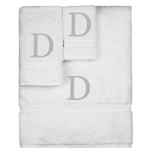 BC BARE COTTON Monogrammed Towel Set, Personalized Gift, Set of 3 - White - Silver Block - 1 of 4
