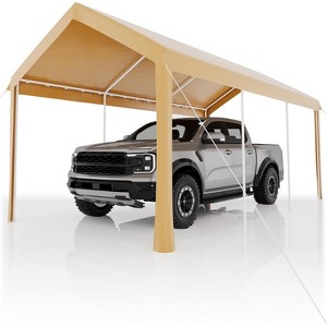 10x20FT Heavy-Duty Carport Canopy – Galvanized Steel Frame, Waterproof & UV-Resistant (White/Grey/Yellow) - 1 of 4