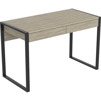 Safdie & Co. 47"L 2-Drawers Black Metal Computer Desk in Dark Taupe