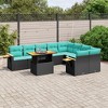 vidaXL 10 Piece Patio Sofa Set with Cushions - Black - 2 of 4