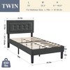 VECELO Twin/Full/Queen Size Upholstered Bed Frame Button Tufted Adjustable Headboard - 3 of 4