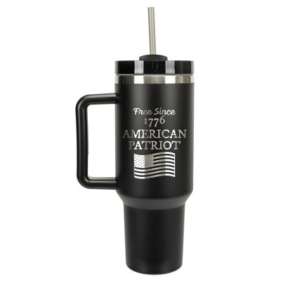 100 North Free Since 1776 American Patriot Flag Wrap-Around 40 Oz. Stainless Steel Water Bottle Coffee Mug, Spill & Leak Resistant, Travel Tumbler