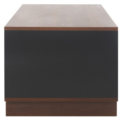 Walnut and Black Rectangular Industrial TV Stand