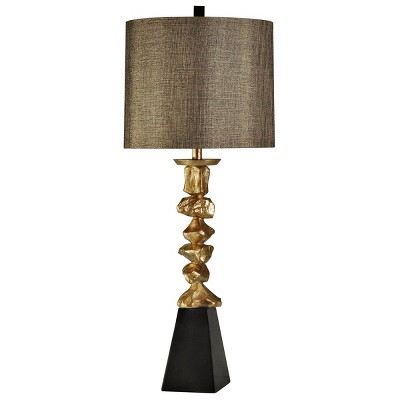 Contemporary Table Lamp Vintage Gold/Black Finish - StyleCraft: Polyresin Body, No Assembly, UL Listed, Drum Shade