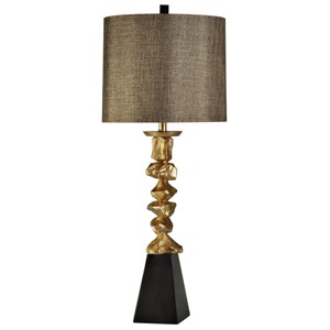 Contemporary Table Lamp Vintage Gold/Black Finish - StyleCraft: Polyresin Body, No Assembly, UL Listed, Drum Shade - 1 of 3
