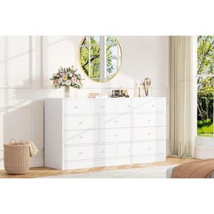 Jojoka Dresser for Bedroom,12 Drawer Dressers & Chests of Drawers, Wood Storage Drawer Dresser with Power Outlet - 1 of 4