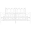 vidaXL Metal Bed Frame with Headboard/Footboard - Double Bed 59.1"x78.7" - Classic White Steel Mattress Support - 3 of 4