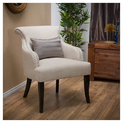 Filmore Fabric Armchair Light Beige - Christopher Knight Home: Upholstered, Nailhead Trim, Transitional Style