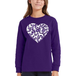 LA Pop Art Dog Heart - Girl's Word Art Long Sleeve T-Shirt - 1 of 4