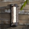 Possini Euro Design Glacier 15 3/4" High Farmhouse Rustic Outdoor Wall Light Fixture Mount Porch House LED Weatherproof Matte Black Metal Glass Shade - 2 of 4