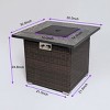 Christopher Knight Home Meredith Modern 40,000 BTU Outdoor Square Propane Steel Fire Pit Table with Lid, Glass Rocks and Rain Cover - 3 of 4