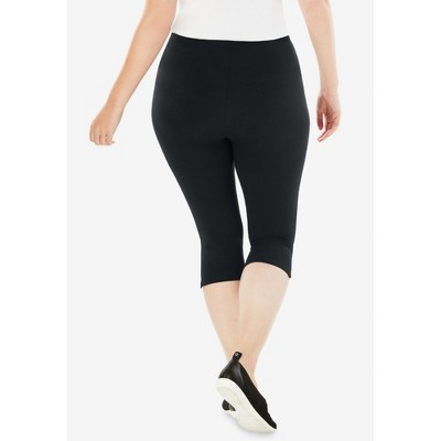 Woman Within Stretch-Cotton Knit Pull-On Capri Leggings - image 3
