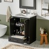 CSBDHome 24-Inch Bathroom Vanity with Ceramic Sink, Modern Freestanding Cabinet with Storage, Soft Close Doors & Silver Handles - 2 of 4