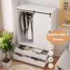 ORRD White Tall Armoire Wardrobe Closet with Barn Door, Hanging Rod, Drawers & Open Shelves – Bedroom Storage Cabinet - 2 of 4