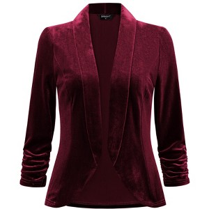 INSPIRE CHIC Women's Velvet Lapel Collar Open Front Blazers - 1 of 4