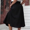 Clearlove Women's Vintage Skirts Stretch High Waist A-Line Flared Pleated Midi Skirts with Pockets & Buttons - 2 of 4