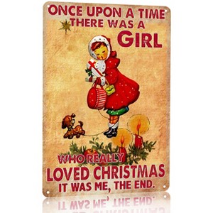Women Girls Gifts Rustic Christmas Sign Just A Girl Who Loved Christmas Funny Tin Sign - 1 of 4