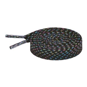 INSPIRE CHIC Reflective Dual Color Checkered Woven Flat Shoelaces 2 Pairs - 1 of 4