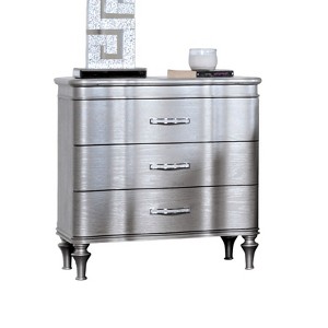 Gulches Glam Modern 1pc Nightstand Solid Wood with Turned Legs, Curved Front Panels & Crystal-like Acrylic Handles - 1 of 4