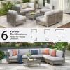 KTMBDW Outdoor Patio Sectional Sofa Couch with 43" Gas Fire Pit Table and Glass Coffee Table for Garden, Poolside, Backyard - 4 of 4