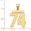 Black Bow Jewelry 14k Yellow Gold, Athletic Collection, Large Polished Number 74 Pendant - 2 of 3