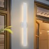LamQee Long Outdoor Wall Lights 2-Pack, Modern White Exterior Lighting Fixtures for House LED Linear Outdoor Wall Sconce Outside Wall Mount Lighting - 2 of 4