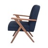 Simple Relax Wooden Arms Accent Chair in Dark Blue - 3 of 4