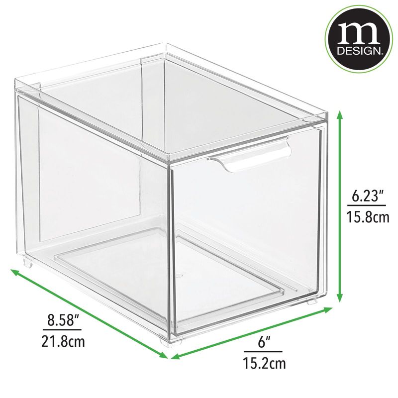 mDesign Plastic Stackable Bathroom Storage Organizer with Drawer, 3 of 9