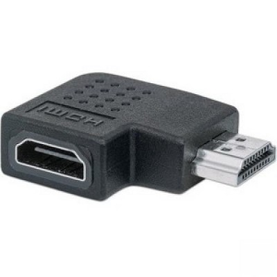 Manhattan HDMI A Female to A Male, left 90° Angle - 1 x HDMI (Type A) Male Digital Audio/Video - 1 x HDMI (Type A) Female Digital Audio/Video