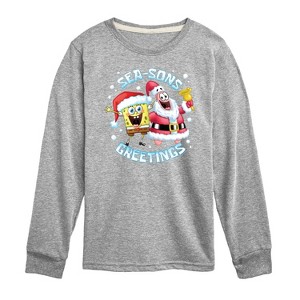 Boys' - SpongeBob SquarePants - Seasons Greetings Long Sleeve Graphic T-Shirt - 1 of 4