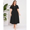 Coolmee Women Plus Size Dress Summer Button Down Smocked Midi Dress Short Sleeve Sundress - 2 of 4