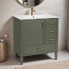 30" Bathroom Vanity with Ceramic Sink, Soft-Close Door with Built-in Shelf, Deep Drawer, Standard Drawer, Long Divider Drawer - Leovsnove - 2 of 2