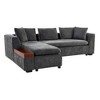 Merax L-Shaped Modern Chenille Fabric Sectional Sofa with Wooden Storage Compartment and Throw Pillows - 3 of 4