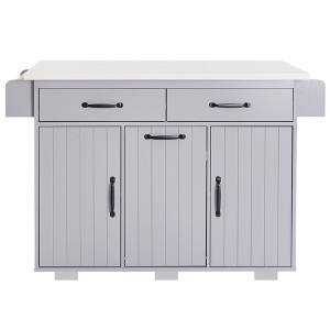 Vynxaria Kitchen Island with Trash Can Storage Cabinet, Kitchen Cart with Drop Leaf, Spice Rack, ,Drawer, Rolling Kitchen Island on Wheels , Grey - 1 of 4